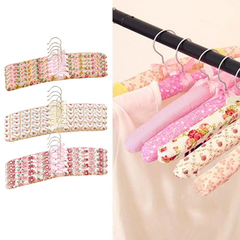 Swivel Hook Sponge Cotton Satin Padded Coat Clothes Shirt Hangers Suit Dres D0J1