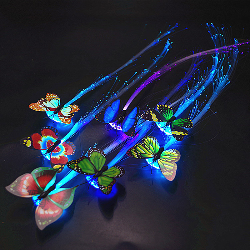 LED Glowing Hair Braids Barrette Flash LED Fiber Hairpin Clip Light Up