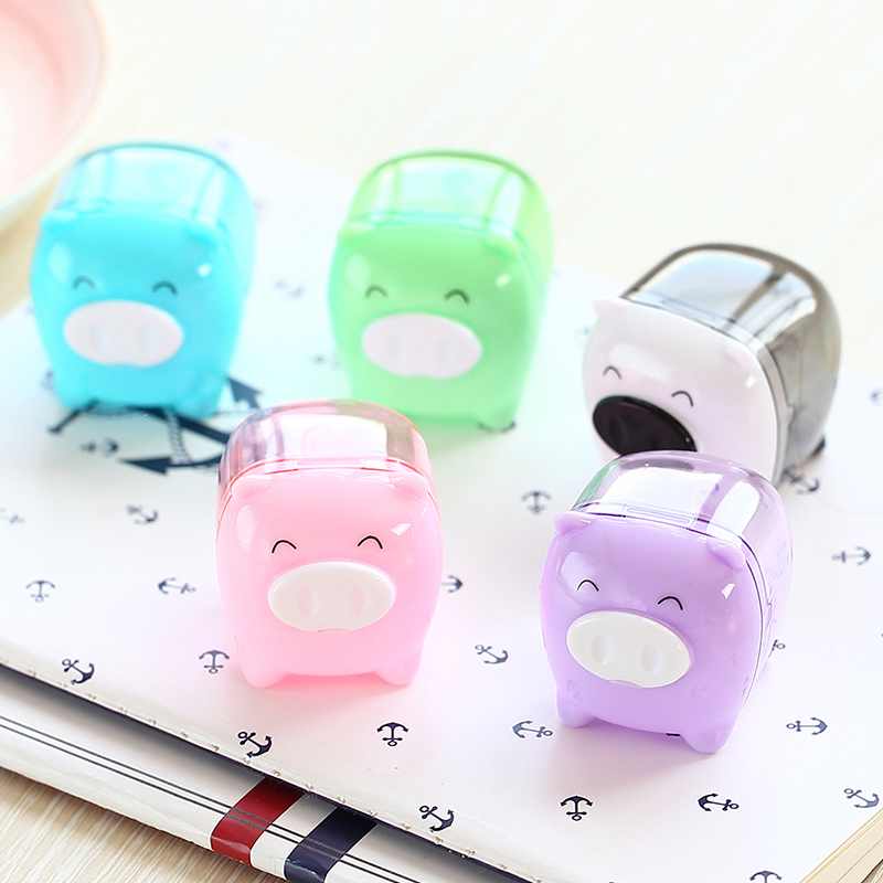 New Cute Pig Pencil Sharpener Stationary School Random De Design Kid V2Z5