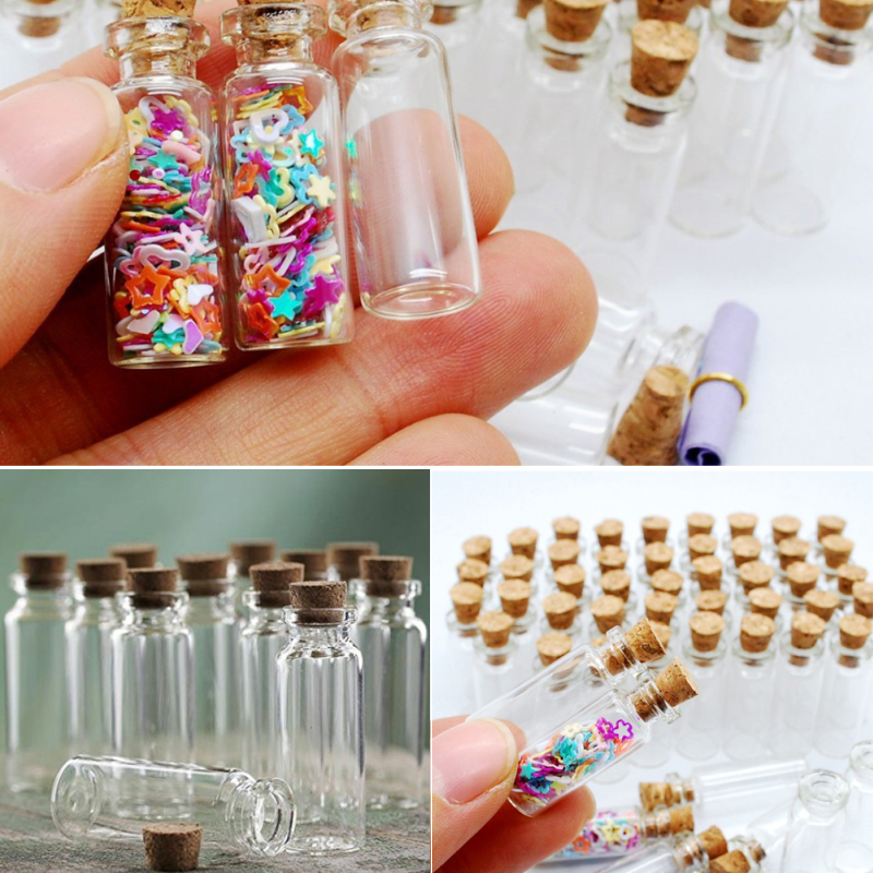 10 Stk Klar Flasche Glasflasche Wishing Glück Glasfläschchen mit Korken