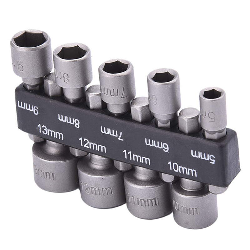 9Pcs 1/4" Hex Nut Driver Socket Set Metric Impact Drill Bits 5 to 13mm
