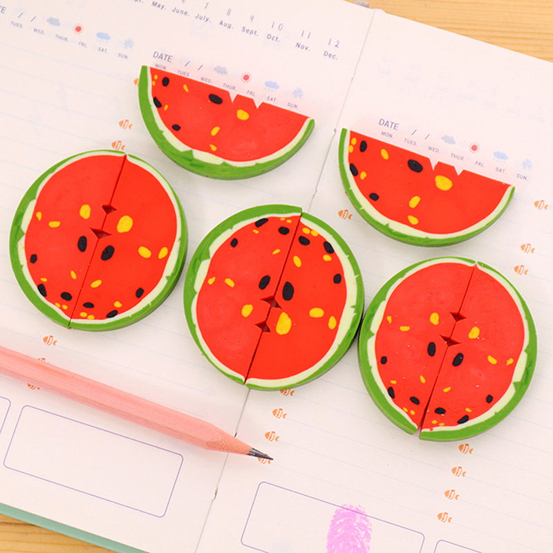 5X Mini Wassermelone Rubber Bleistift Radiergummi Kinder kreative Briefpapier^\