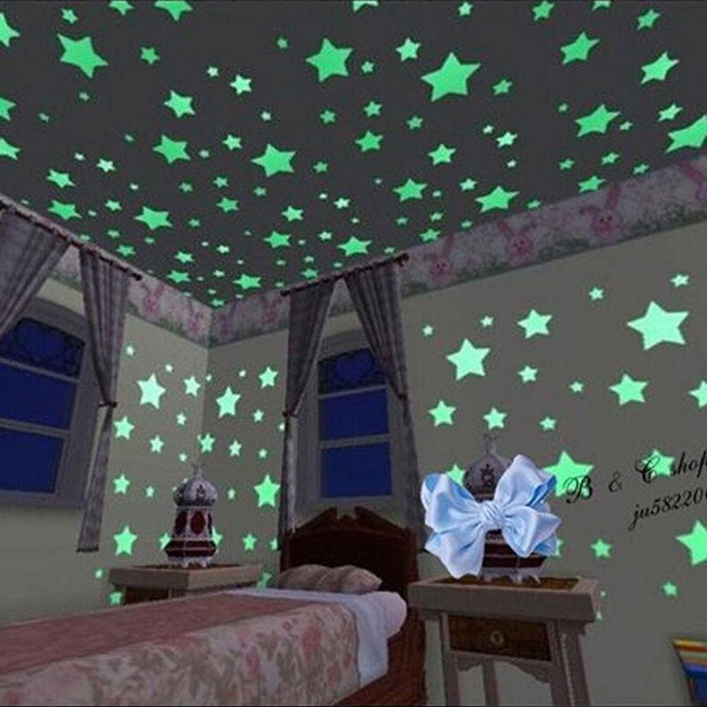 200pcs Lot Glow In The Dark 3d Stars Moon Stickers Bedroom Home