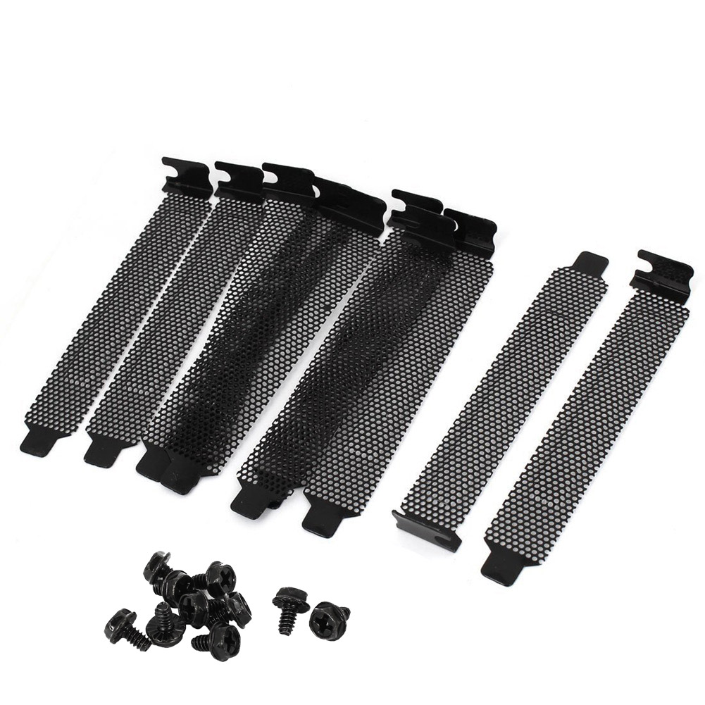 PCI Slot Cover Dust Filter 5 Pack Hard Steel Dust Filter Blanking Plate PCI Slot Cover and 5 Pieces Screws Black