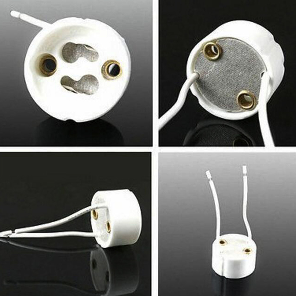 1/5pcs GU10 Bulb Mains Fitting Cable Lead White Lamp Holder Down Base Connector