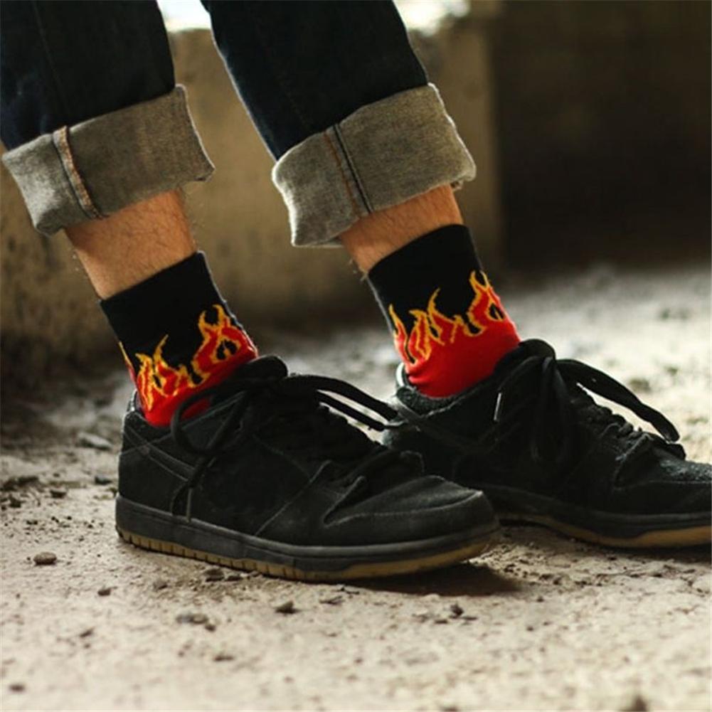 Herren Casual Unisex Baumwolle Feuer Flamme Hip Hop Socken_Skateboard~