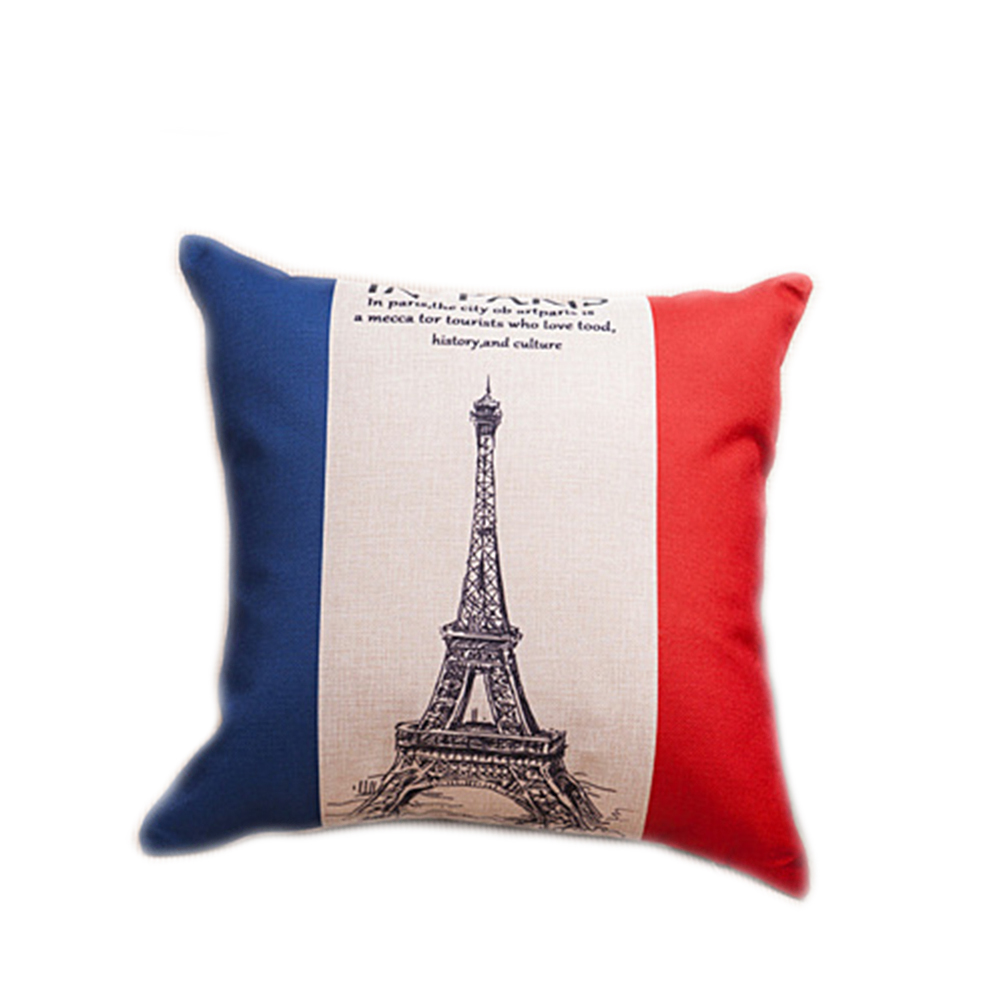 USA UK Canada Flagge Eiffelturm Baumwolle Leinen Kissen Abdeckungs Kissenbezug w