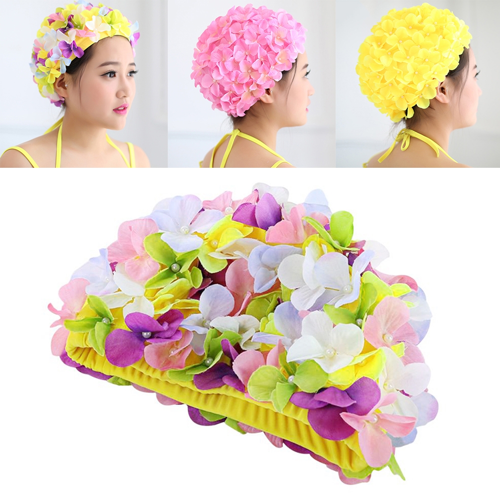 swim cap flowers