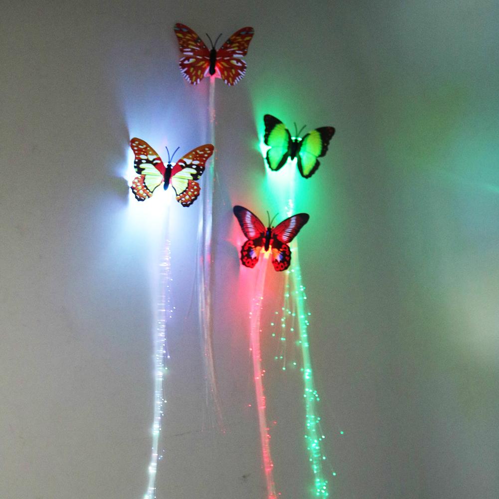 2stk LED Haar blinkt bunten Schmetterling Clip Braid Haarnadel glühen Mädchen