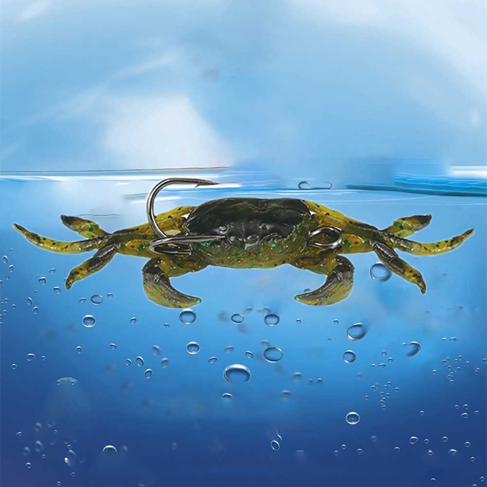 3D weiche Krabben Simulation Fischköder-Wurm lockt Crankbaits Haken Köder Neu~