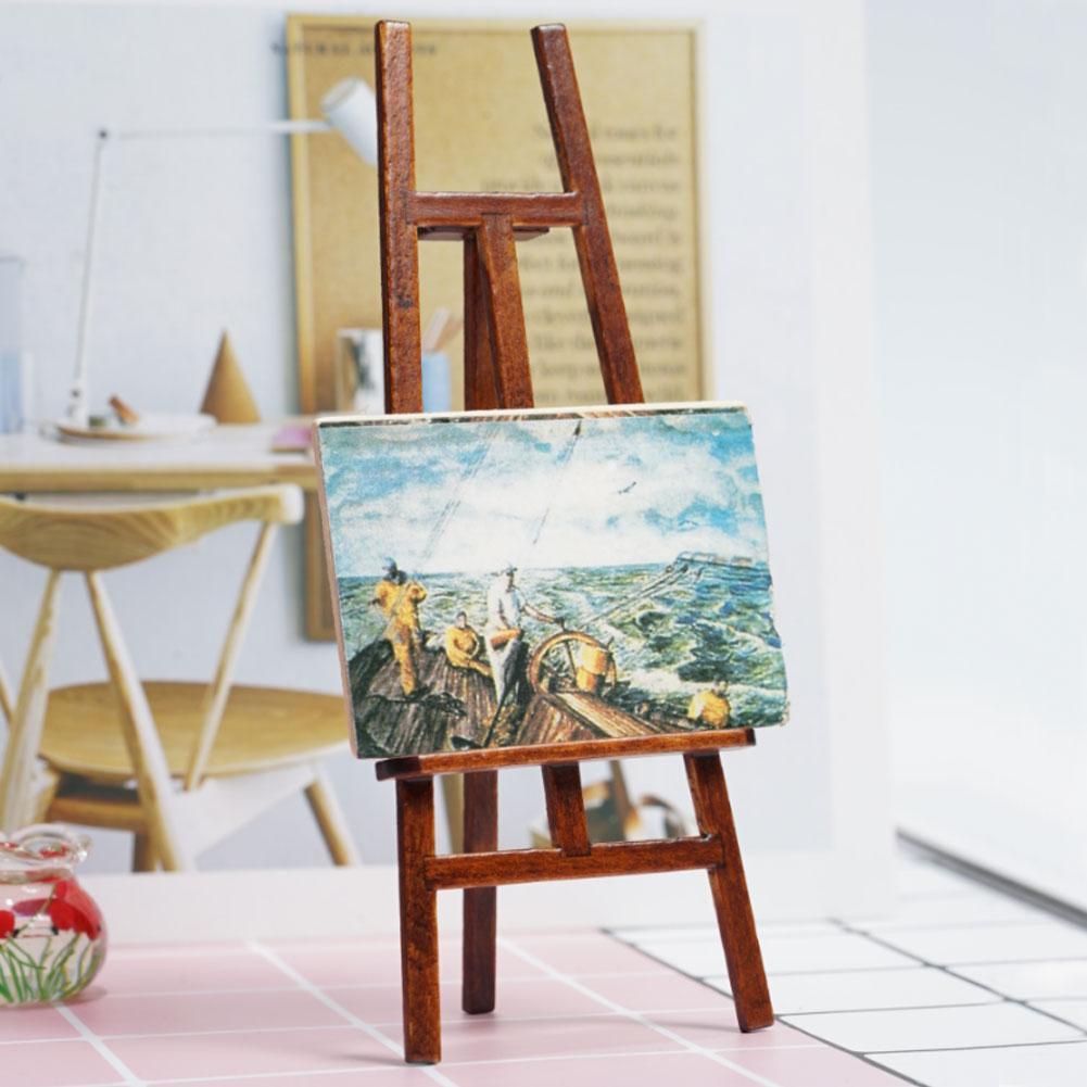 Buy 1:12 Scale Miniature Wood Drawing Board Art Easel With Brush Pot