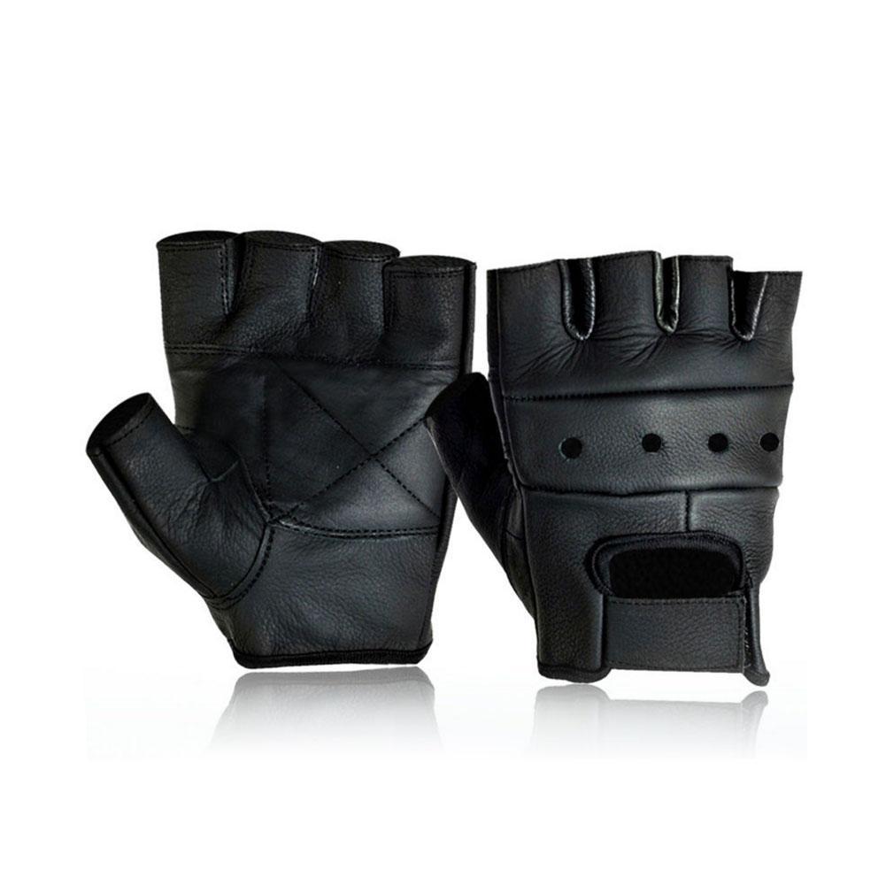 Multipurpose Man/'s Leather GYM Driving Motorcycle Biker Fingerless Sports Gloves