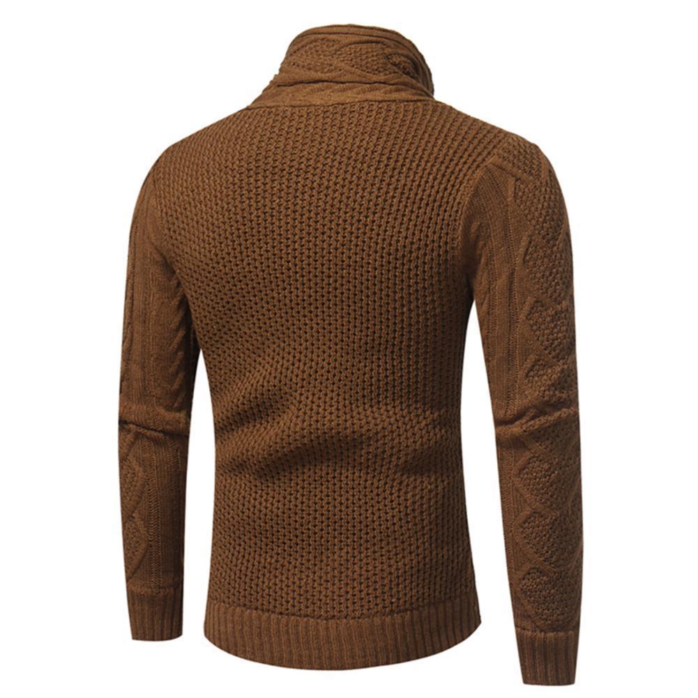 Mens Fashion Cardigan Knitted Sweater Cowl Neck Horn Button Single ...