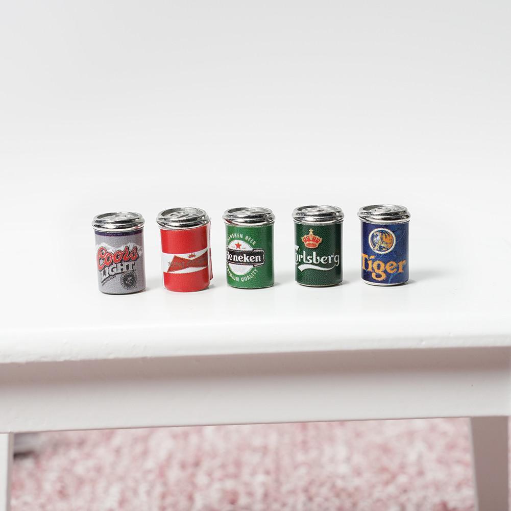 1:12 Dollhouse Miniature Mini 5pcs Assorted Beer Cans Food & Groceries Bar  Fast