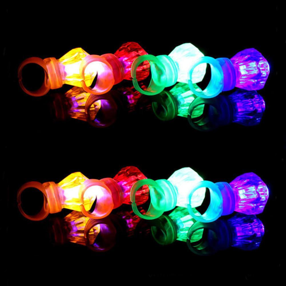 10PC LED Light Up Flashing Finger Rings Party Glow Kids Children Favors Fun Toys 