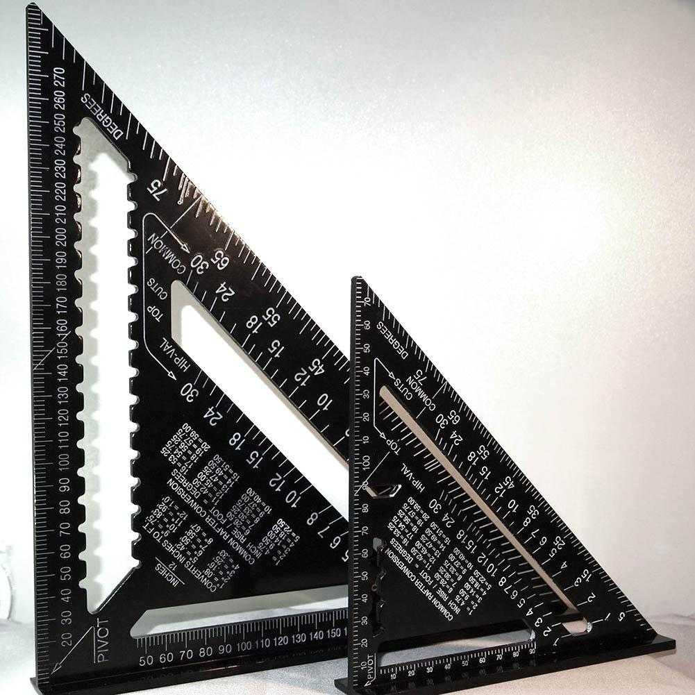 Metric Aluminum Alloy Triangle Ruler Black Triangular Rule