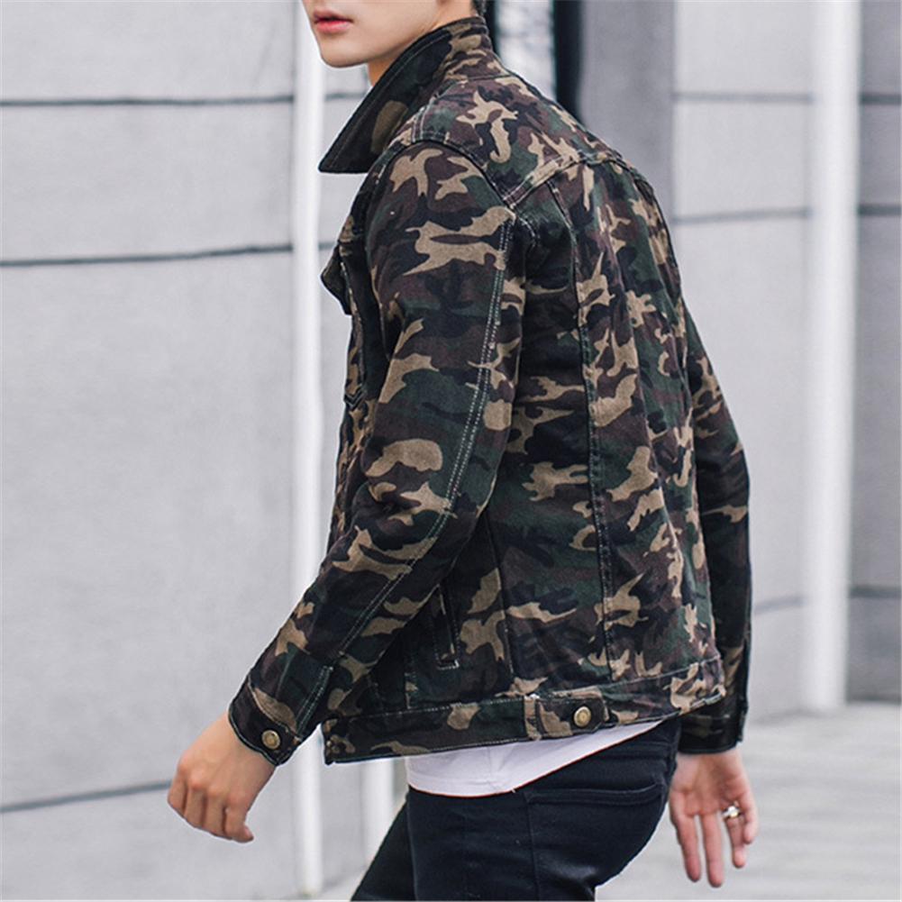 Mens Camouflage Slim Fit Jean Jacket Denim Coat Boys Casual Jacket