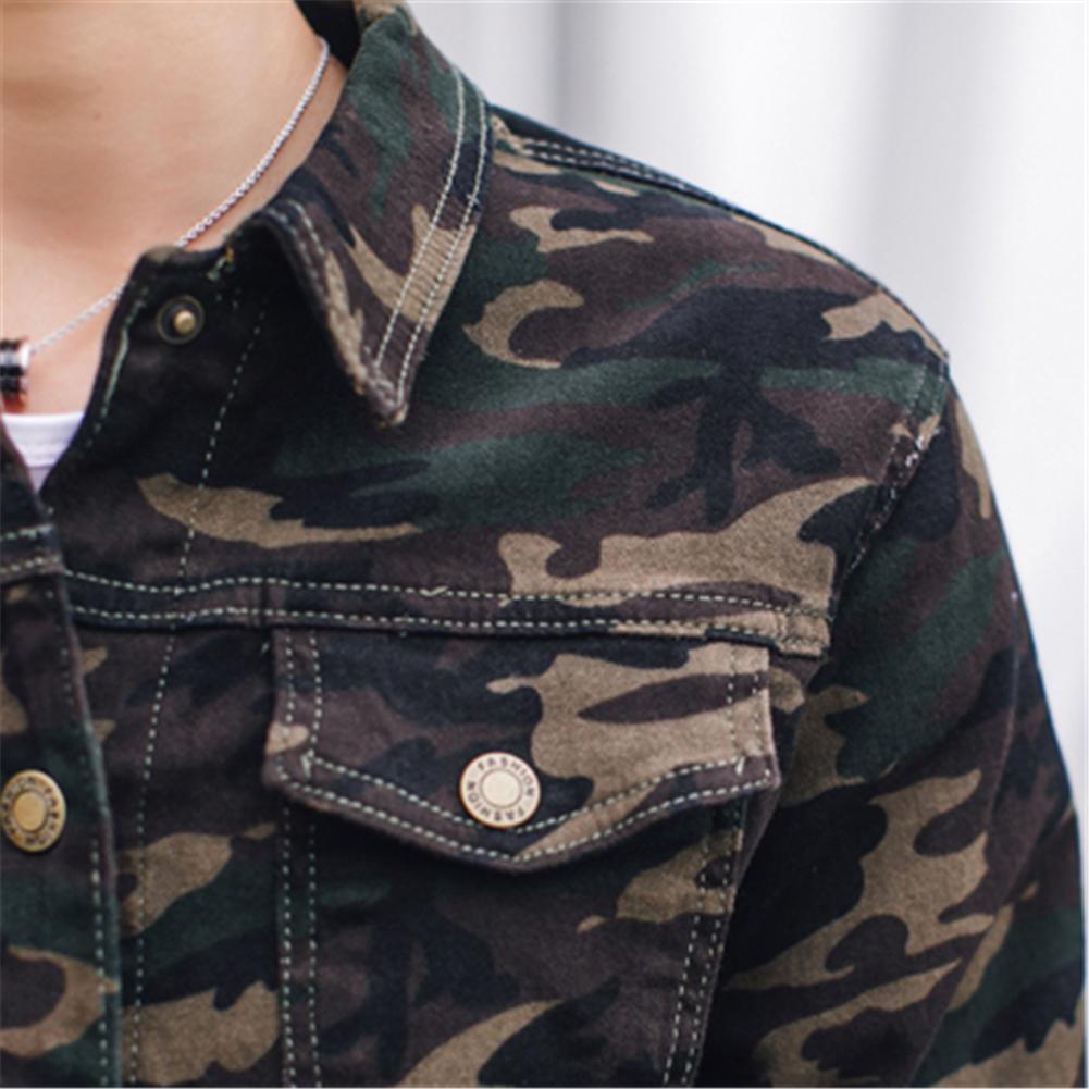 Mens Camouflage Slim Fit Jean Jacket Denim Coat Boys Casual Jacket