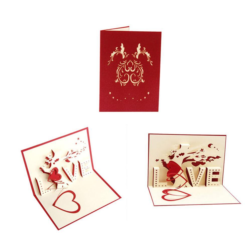 3D Greeting Cards Handmade Paper-cut Folding Christmas Holiday Postcard Gift  SI