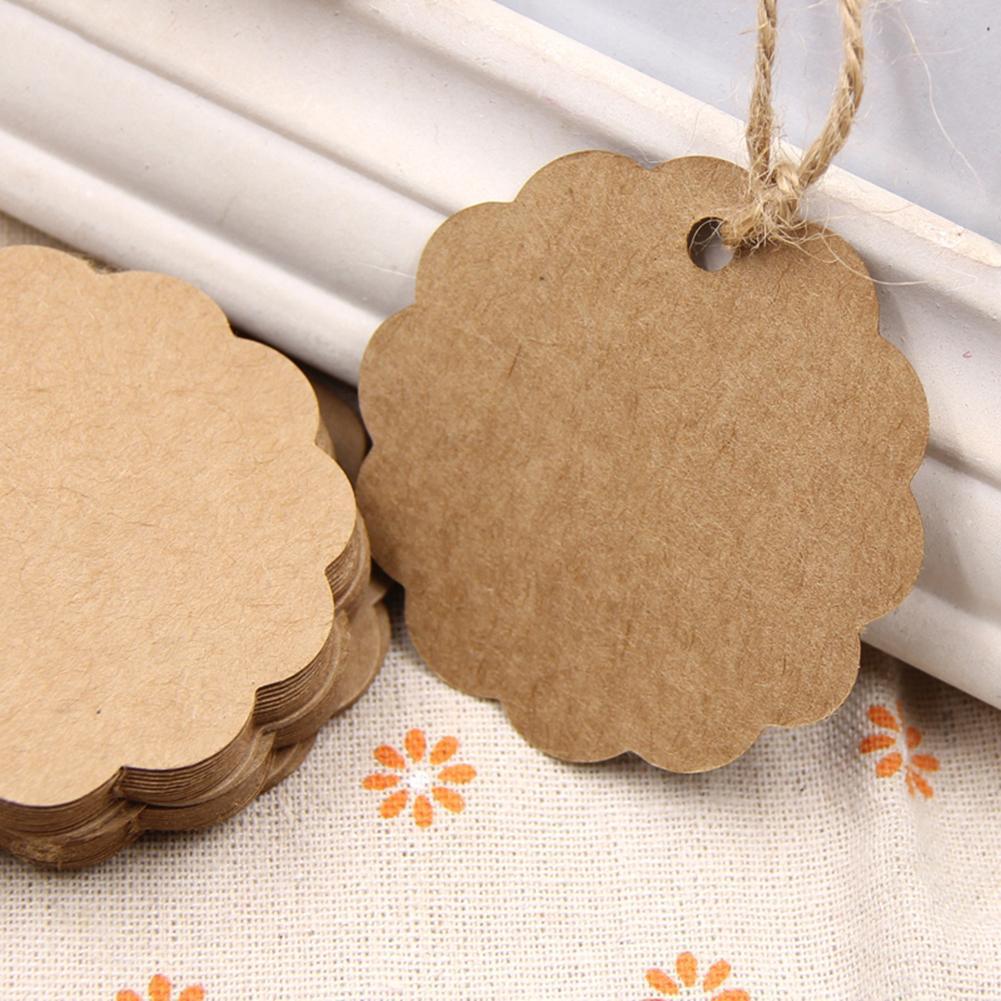 50× Kleine Blume Braun Kraft Geschenk Anhänger Papieranhänger Tag Label.` D1H4