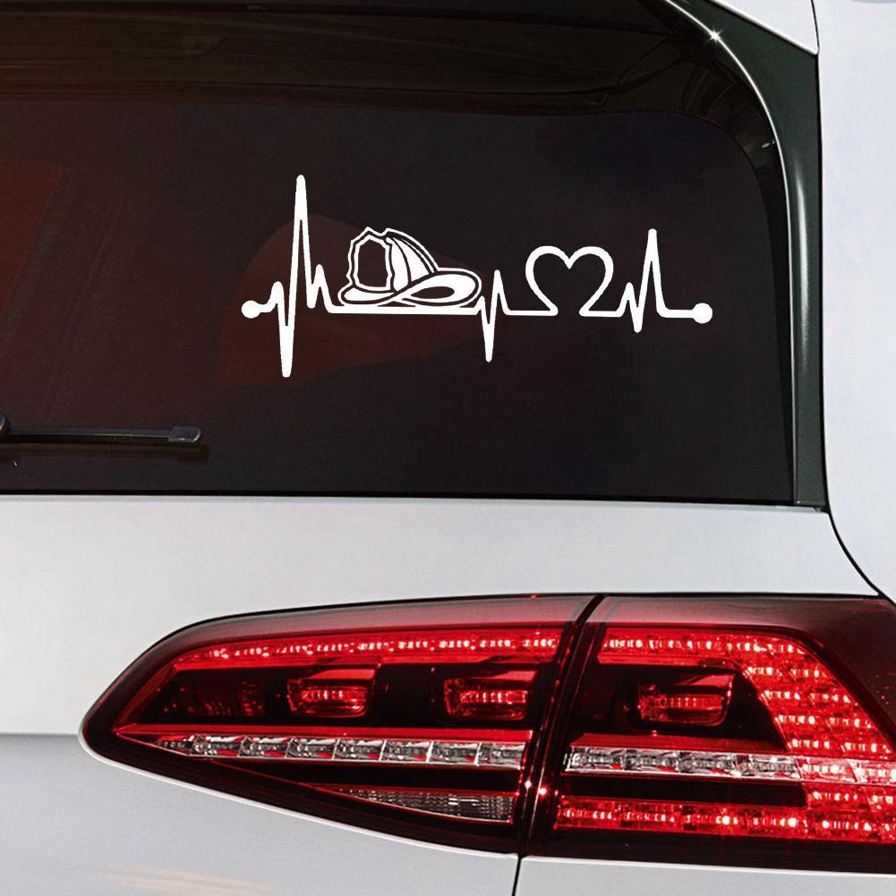 Firefighter Firemen Helmet Heartbeat Lifeline Monitor Decal Sticker 18.0cm*7.8cm
