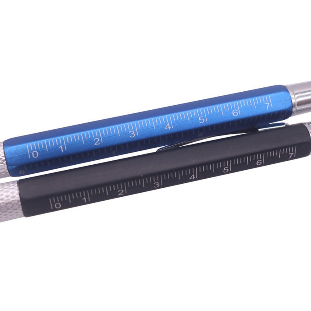 1 X Multi-Tool 6in1 Stifte Kugelschreiber Level Caliper Schraubendreher ^\