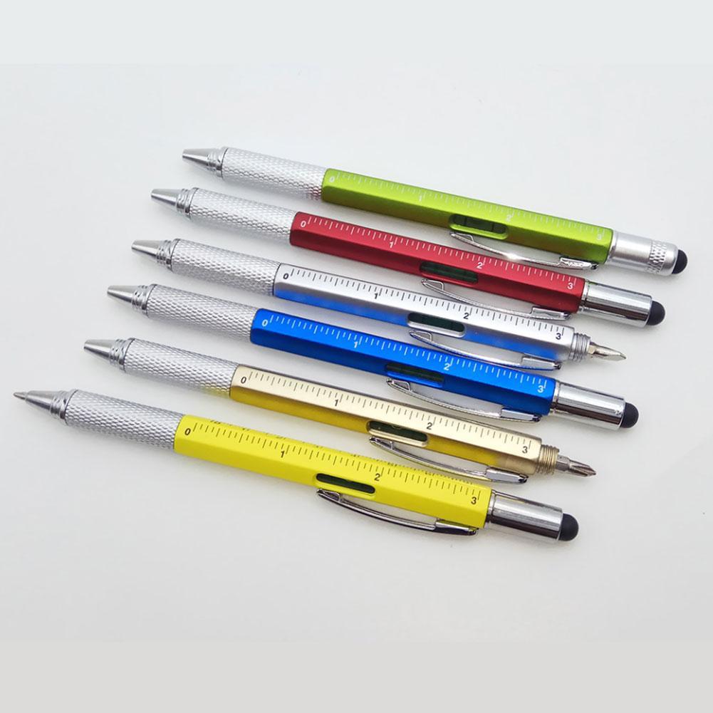1 X Multi-Tool 6in1 Stifte Kugelschreiber Level Caliper Schraubendreher ^\