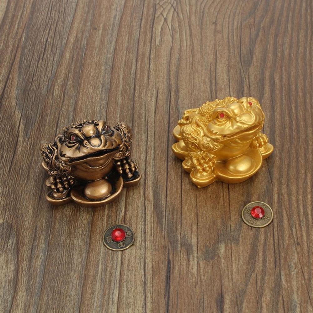 Feng Shui Lucky Money Toad Ingot Gold Three Legs Frog Fortune Decor V9R5 R1X4