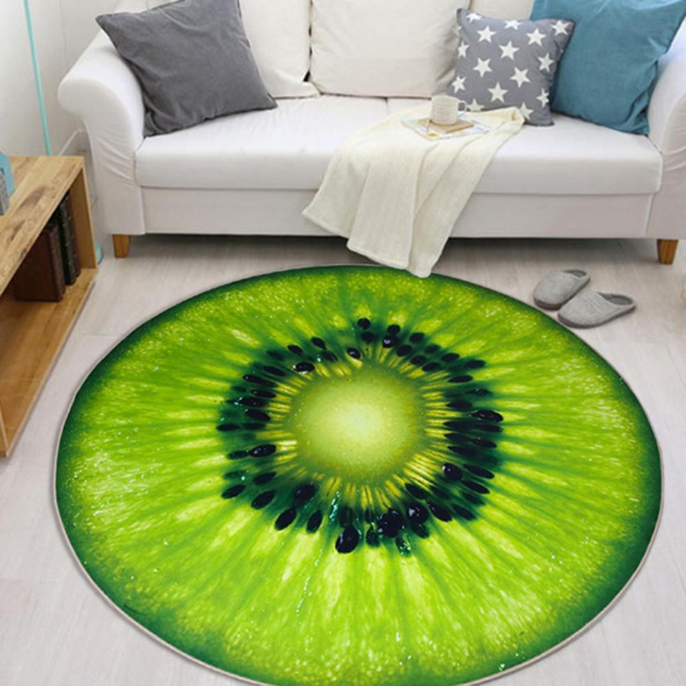Round Carpet Fruit Pattern Floor Carpet Non Slip Comfy Rug Mat Home Decor H I9V2