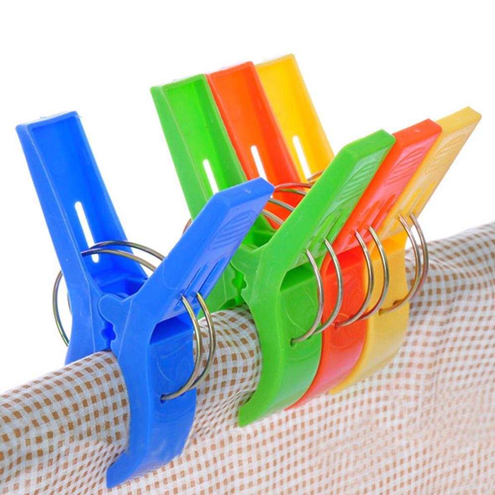 Hot 4Pcs Big Beach Towel Laundry Wash Hanging Clips Pegs Spring Clothes