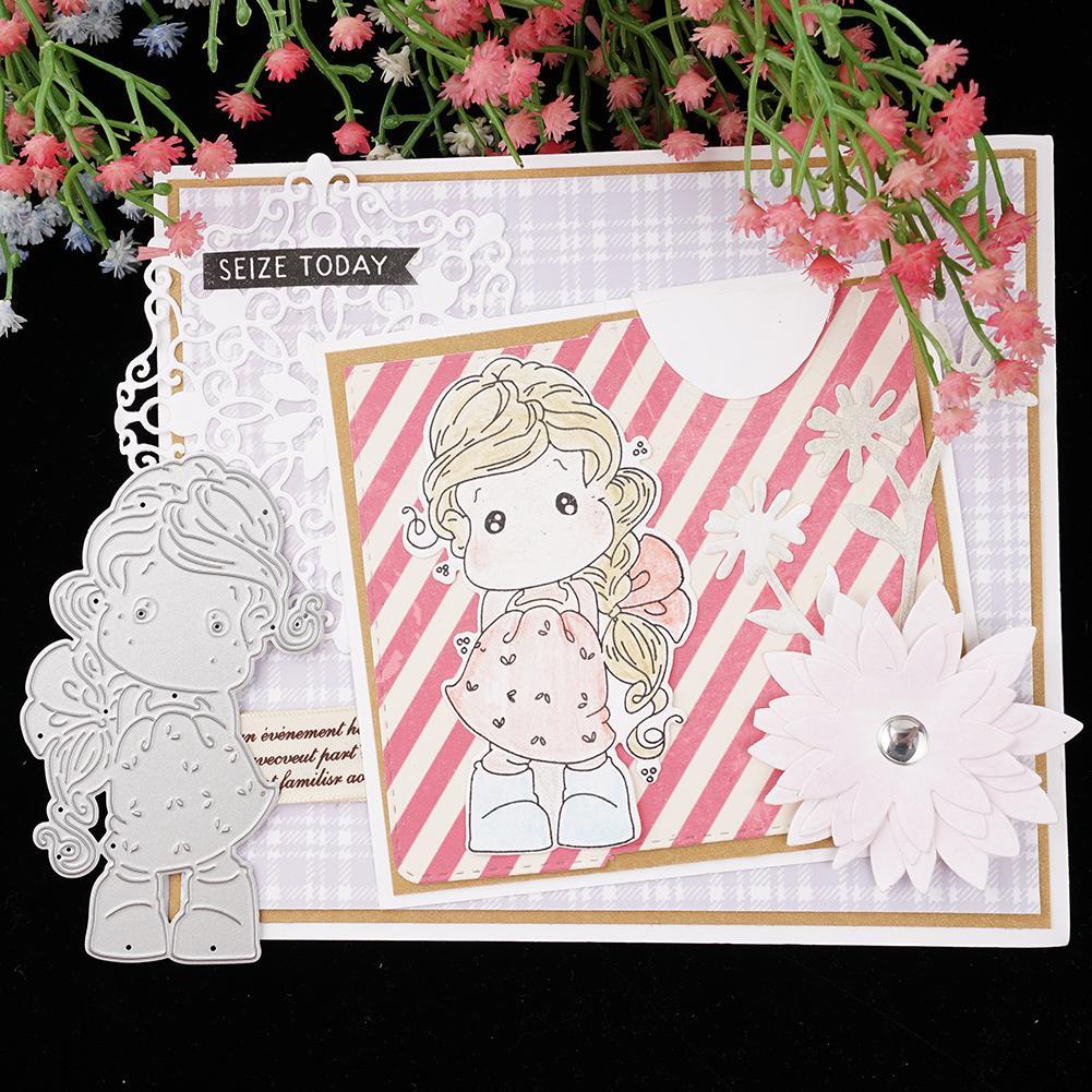 Lovely Girl corte muere Stencil Hazlo tú mismo Scrapbook álbum Tarjeta Plantilla de grabación en relieve