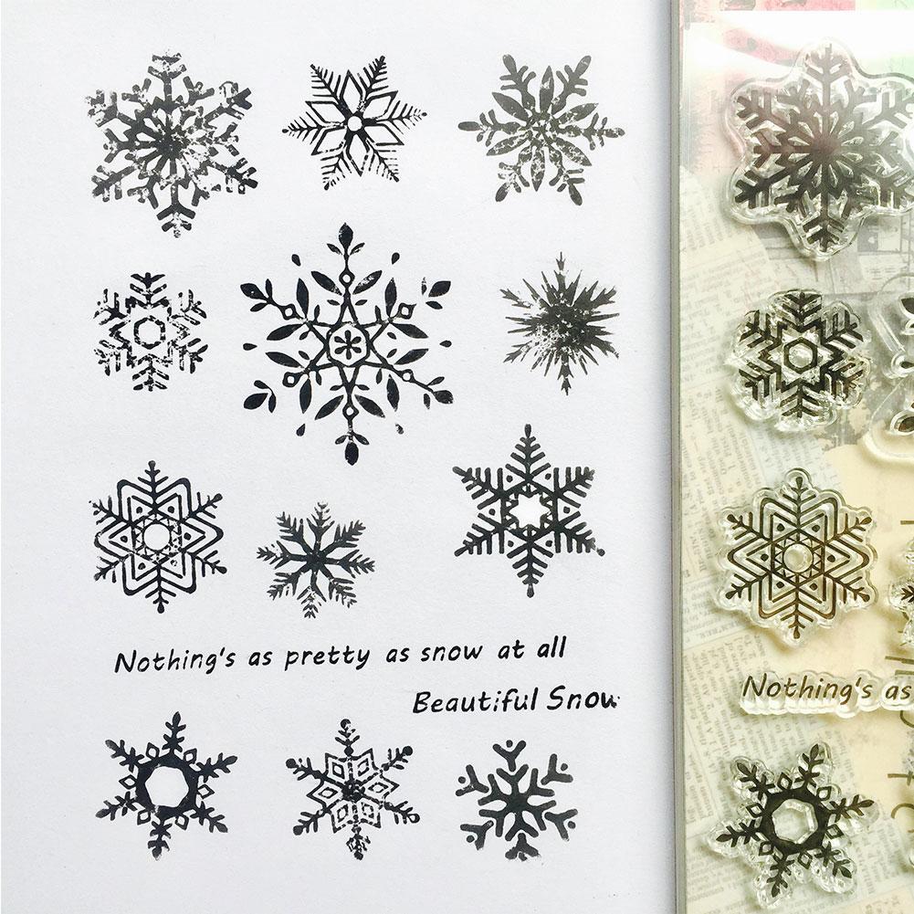 Snowflake Transparent Silicone Clear Rubber Stamp Cling Diary Cards Scrapbo S0Y4
