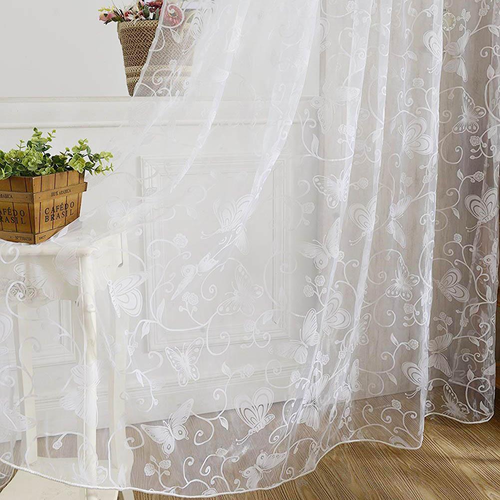 Details About Room Embroidered White Tulle Curtains Bedroom Lace Fabric Curtain Decor