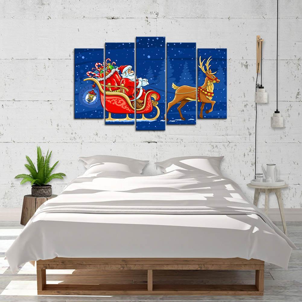 Night Large Framed Five Piece Elk Canvas Wall Details About Night Large Framed Five Piece Elk Canvas Wall Home Decor