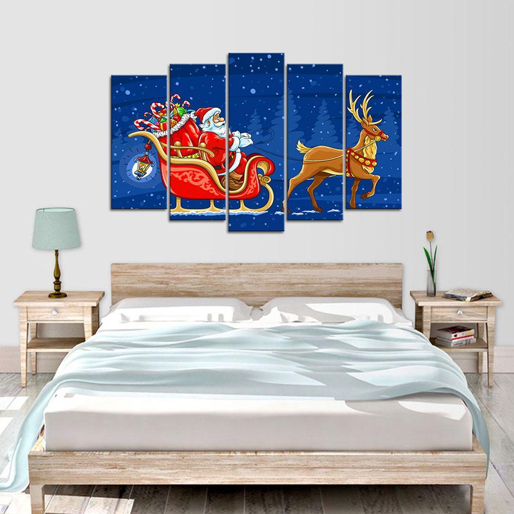 Night Large Framed Five Piece Elk Canvas Wall Details About Night Large Framed Five Piece Elk Canvas Wall Home Decor