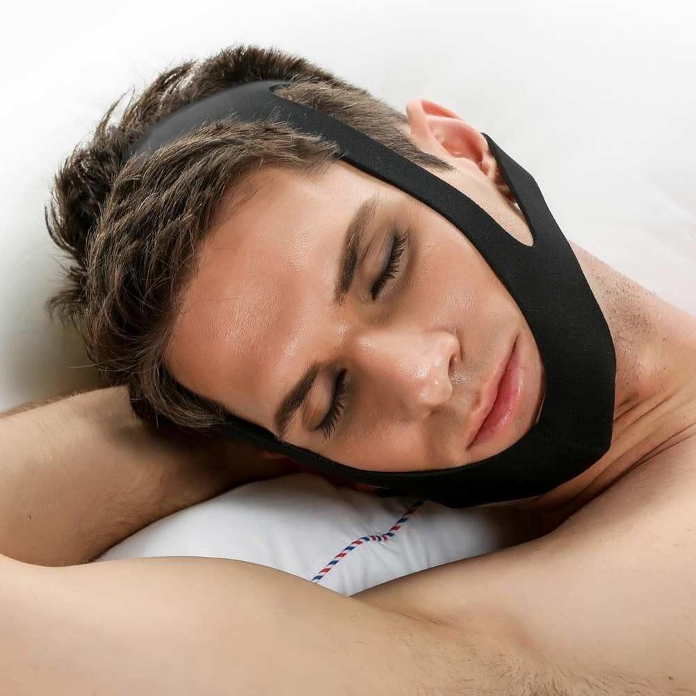 Snore Stop Belt Anti Snoring CPAP Chin Strap Sleep Apnea Jaw Solution Black eBay