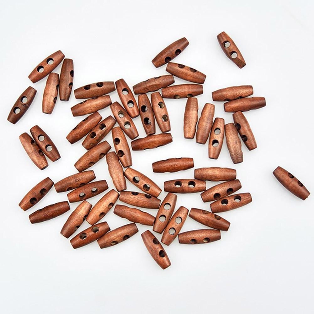 Buy 50 Pieces Olive Shape Wooden Toggles Buttons 2 Holes Sewing Buttons