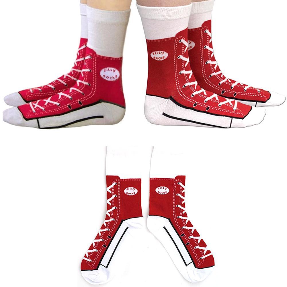 Damen 3D Schuhe Drucken schicke warme Socken Neuheit Mid Lange Socken