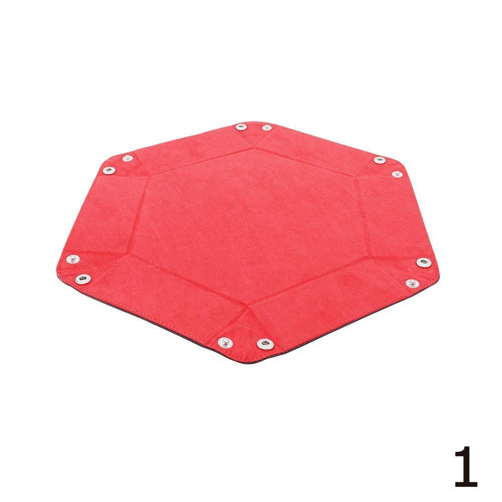 Faltbare PU Leder Hexagon Dice Tray Aufbewahrungsbox für DnD-Würfelspiele