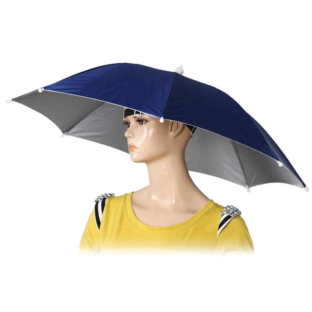 Foldable Sun Rain Umbrella Hat Headwear Cap Head For-Fishing-Hiking ...
