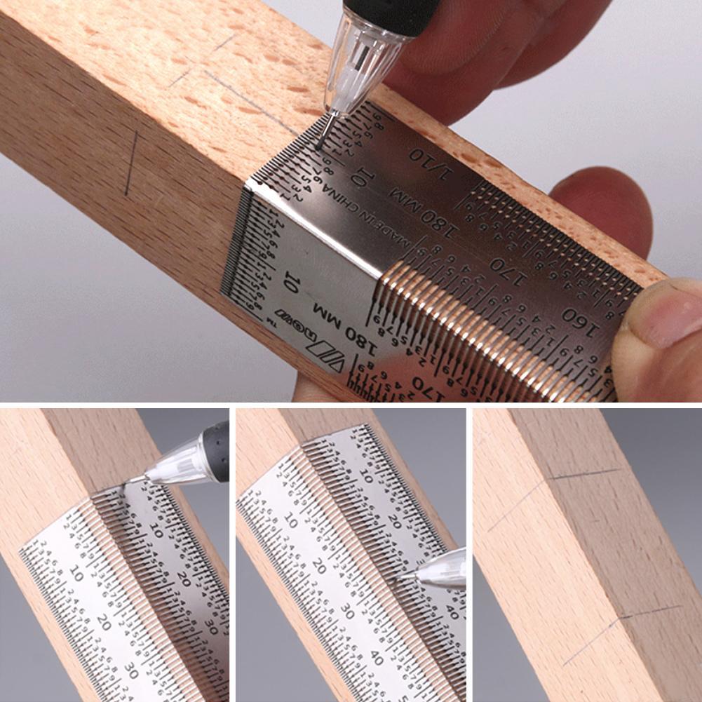T‑Rule Tool Stainless Steel Hole Ruler Line T Type Scale 300mm Accurate Scribing Ruler for Horizontal Vertical Parallel Right-angle Lines Measuring Industrial Supplies 
