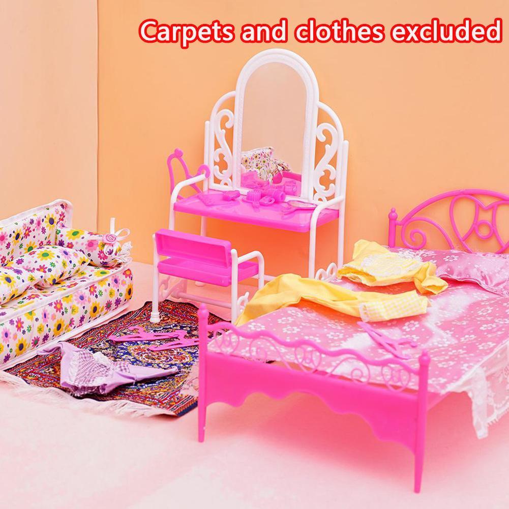 Details About Creative Pink Bed Dressing Table Chair Set For Babys Dolls Bedroom Furniture