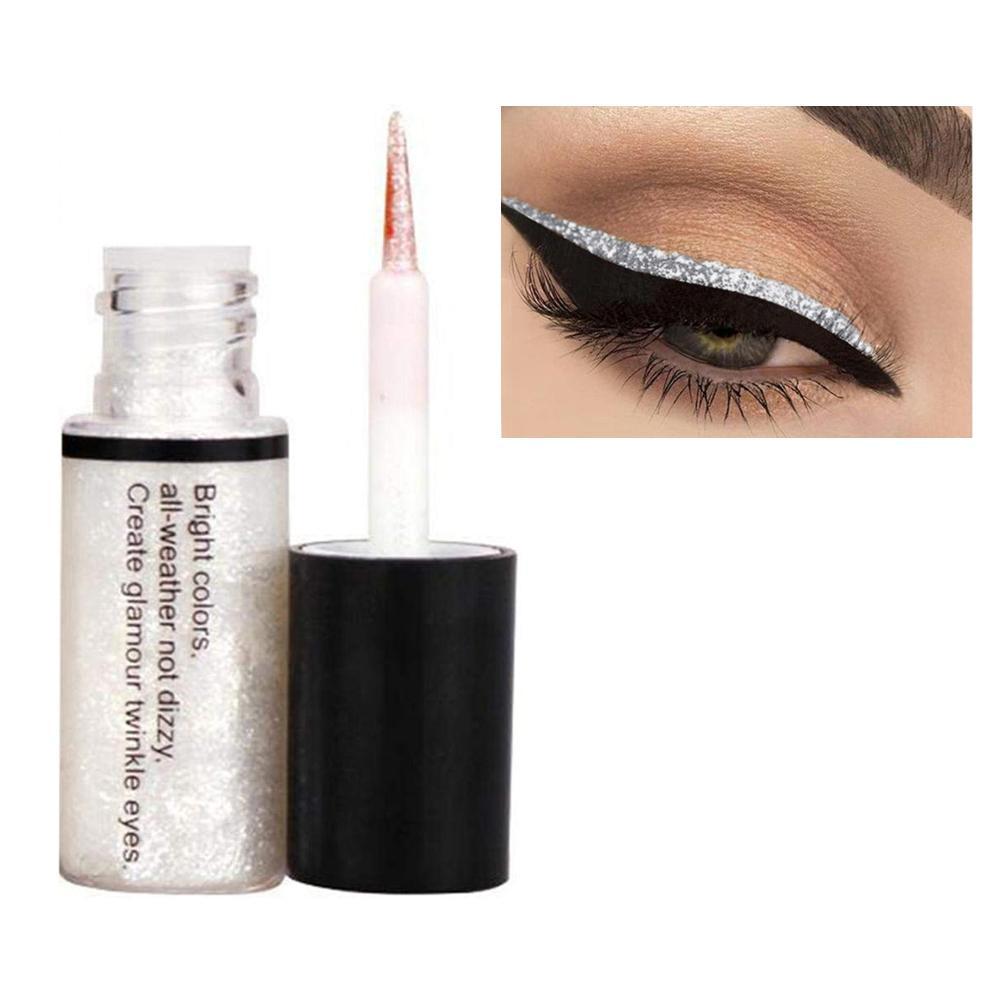 thumbnail image 4 of SGACAI Delineadores de ojos brillantes, pigmento de maquillaje, color plata, oro rosa, purpurina líquida, 4 of 7
