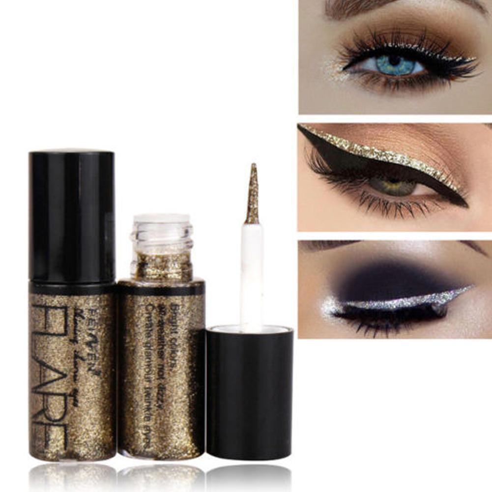 thumbnail image 2 of SGACAI Delineadores de ojos brillantes, pigmento de maquillaje, color plata, oro rosa, purpurina líquida, 2 of 7