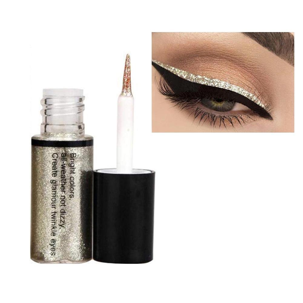 thumbnail image 5 of SGACAI Delineadores de ojos brillantes, pigmento de maquillaje, color plata, oro rosa, purpurina líquida, 5 of 7