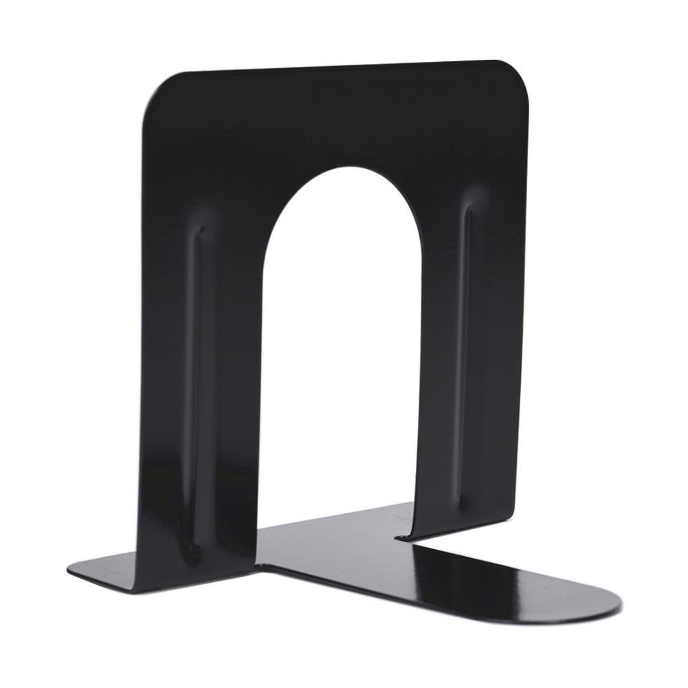 Non Skid Bookends Solid Metal 120/"mm High One Pair of 2 Bookends Black-Meta B3W2