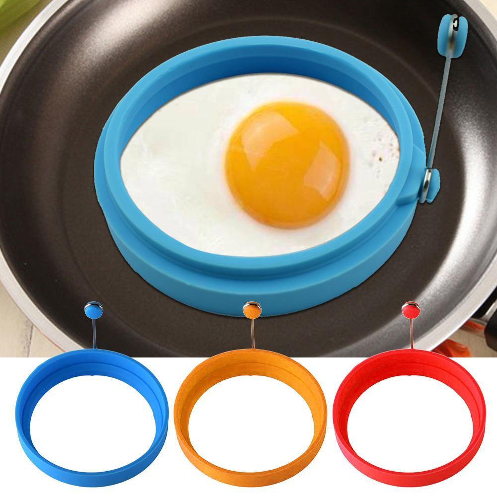 Silicone Round Egg Rings Pancake Mold Ring W// Handles Pan Frying Fried Nons J3O9
