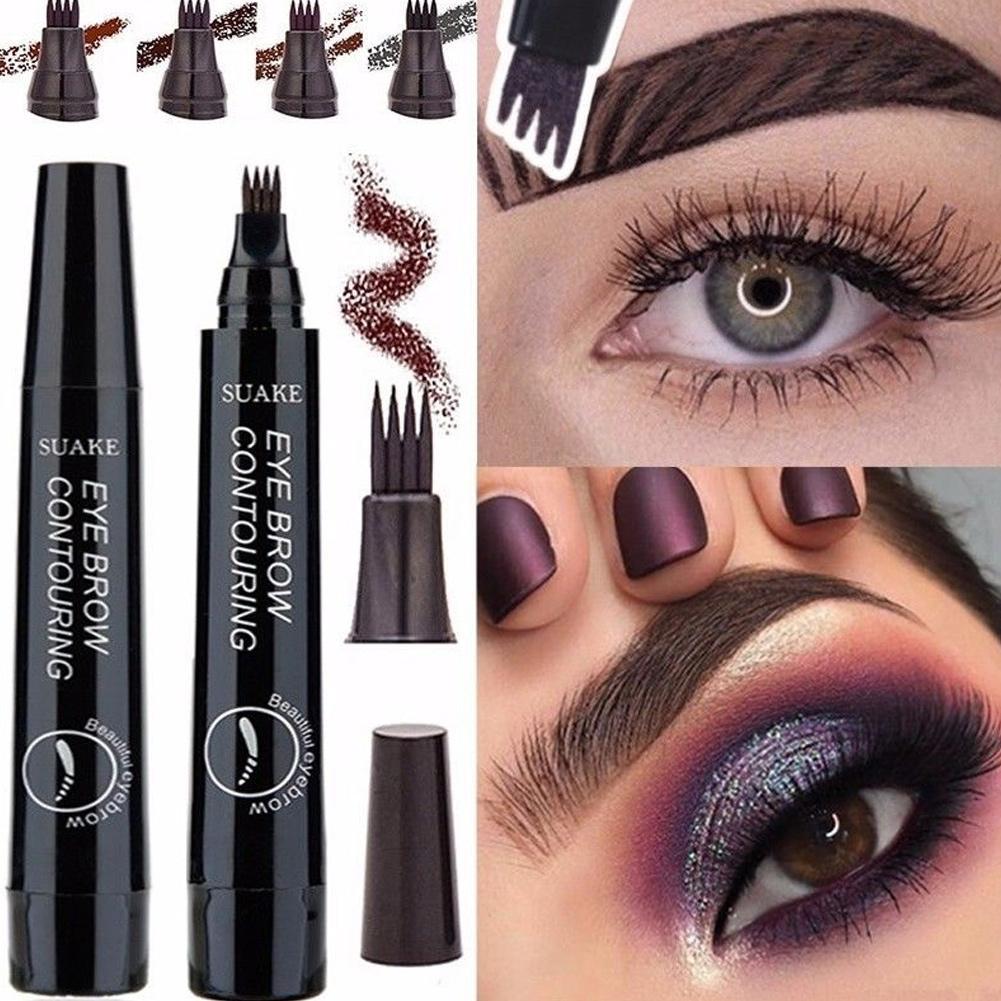 thumbnail image 4 of Wartleves Lápiz de cejas con 4 puntas y microblading para tatuajes, resistente al agua, G3G7, maquillaje G4B3, 4 of 7