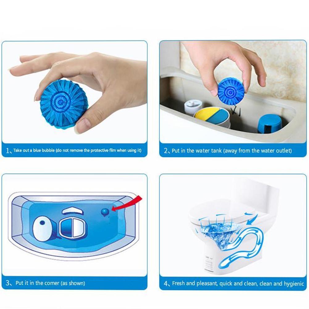 5Pc Automatic Bleach Toilet Bowl Cleaner Stain Remover Blue Tab Tablet