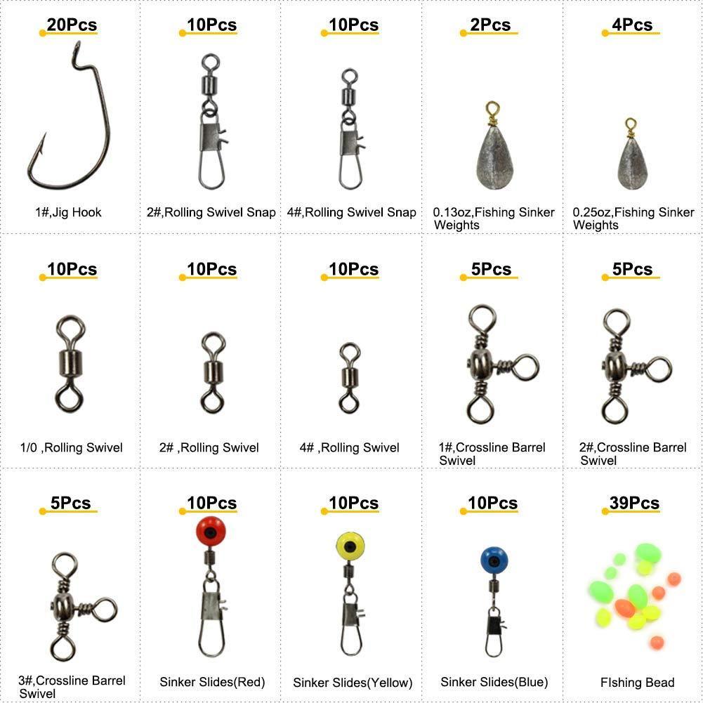 Tackle Box Swivels Snaps Fishing Accessories Kit Sinker Weights Jig ...